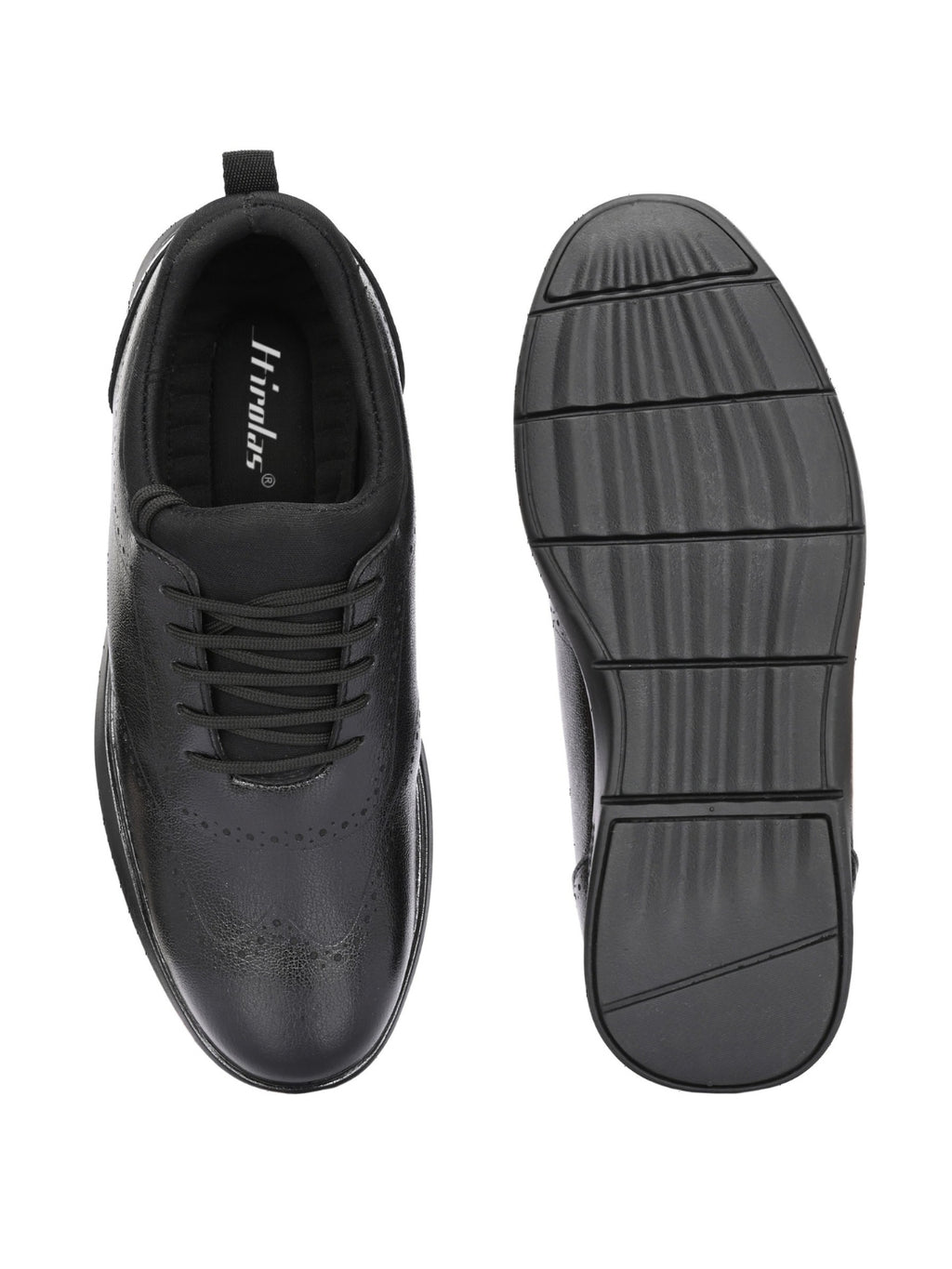 TokyoSole Premium Black Textured Leather Derby Shoes for Men (HRLFR010BLK)