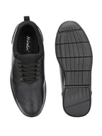 TokyoSole Premium Black Textured Leather Derby Shoes for Men (HRLFR010BLK)
