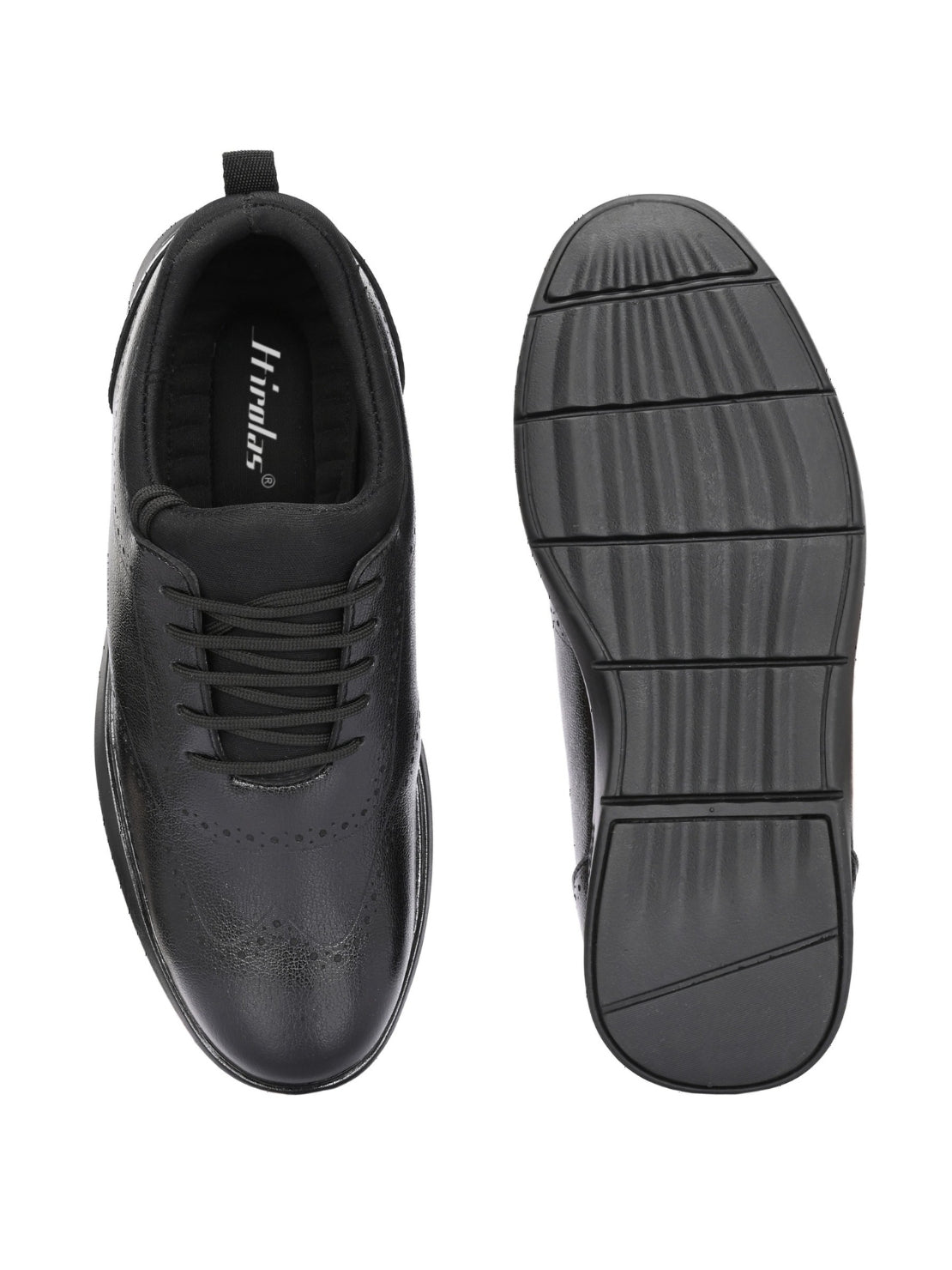 TokyoSole Premium Black Textured Leather Derby Shoes for Men (HRLFR010BLK)