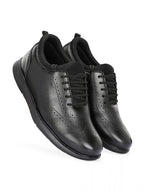 TokyoSole Premium Black Textured Leather Derby Shoes for Men (HRLFR010BLK)