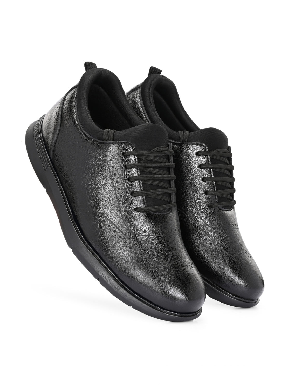 TokyoSole Premium Black Textured Leather Derby Shoes for Men (HRLFR010BLK)