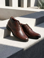 Men's Brown Ankle Length Boots for men (HRLFR001BRN)