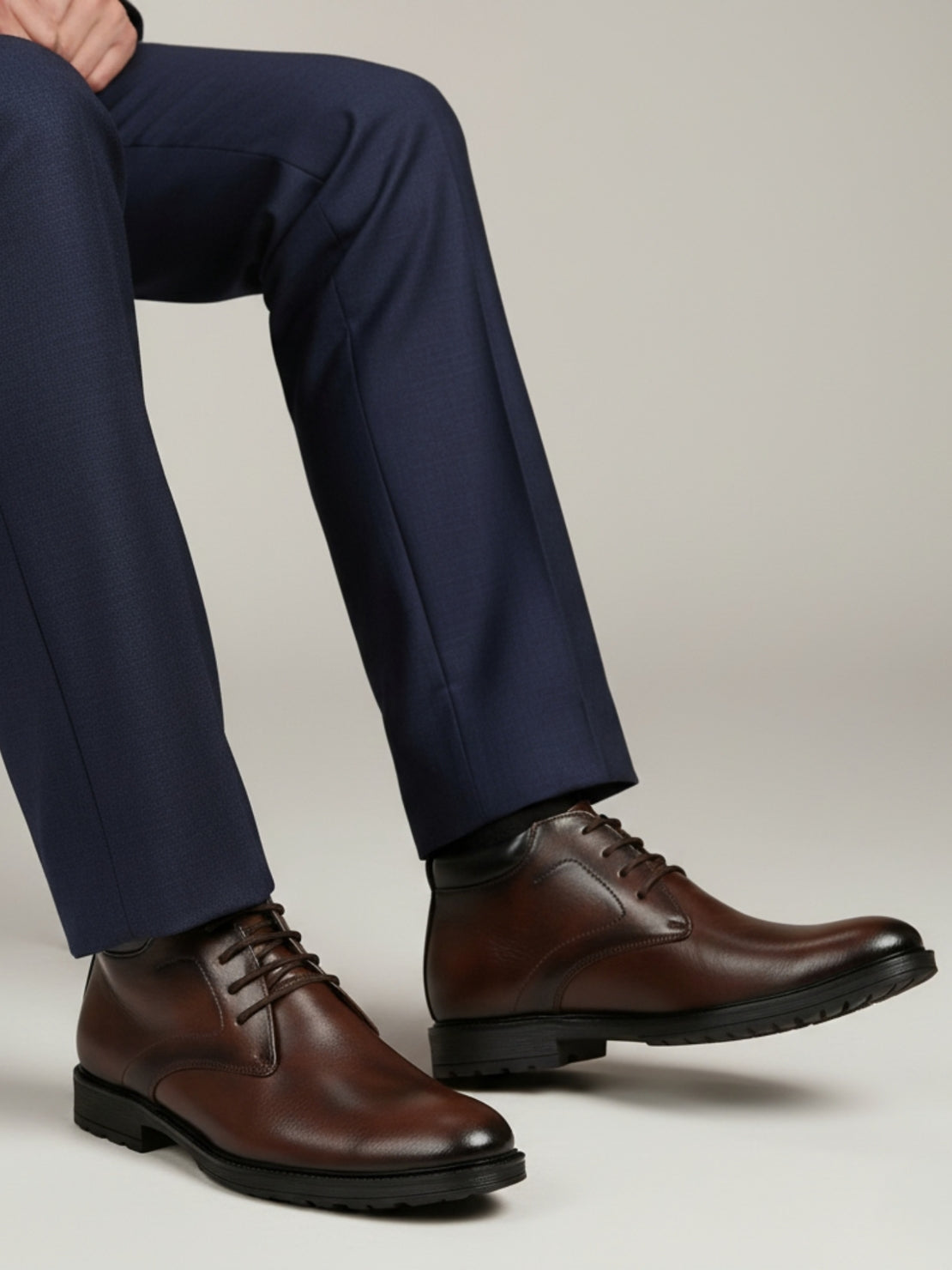 Men's Brown Ankle Length Boots for men (HRLFR001BRN)