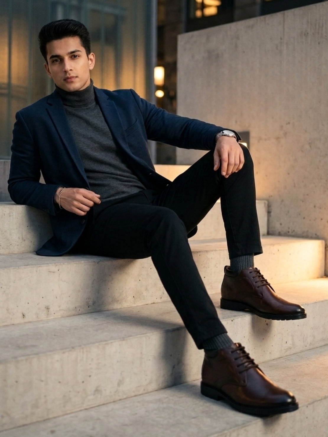 Men's Brown Ankle Length Boots for men (HRLFR001BRN)