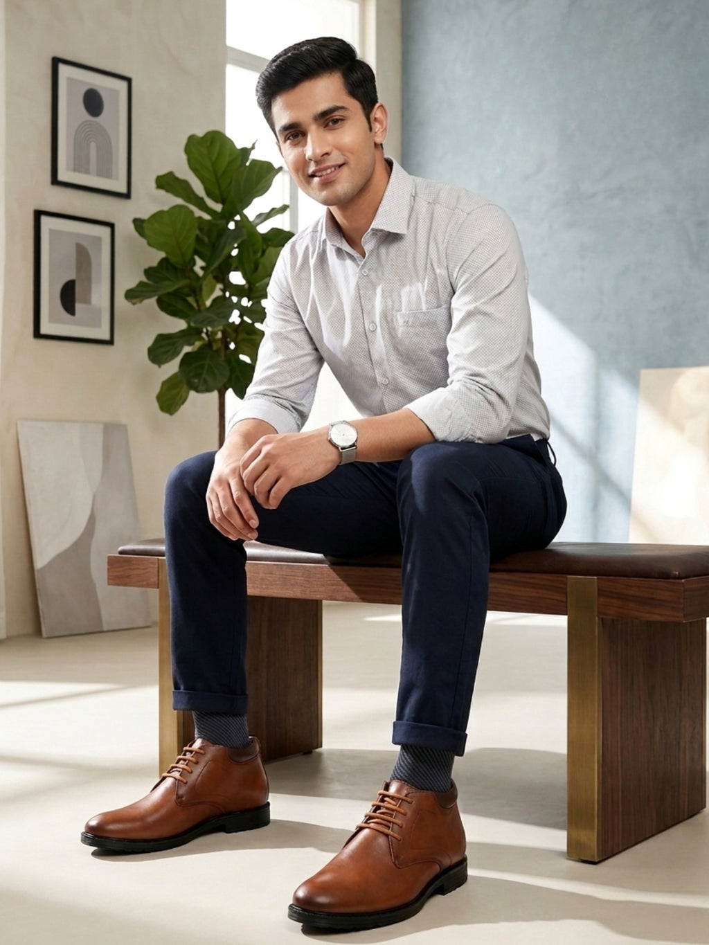 TokyoSole Saddle Prime Leather Derby Shoes for Men (HRLFR011TAN)