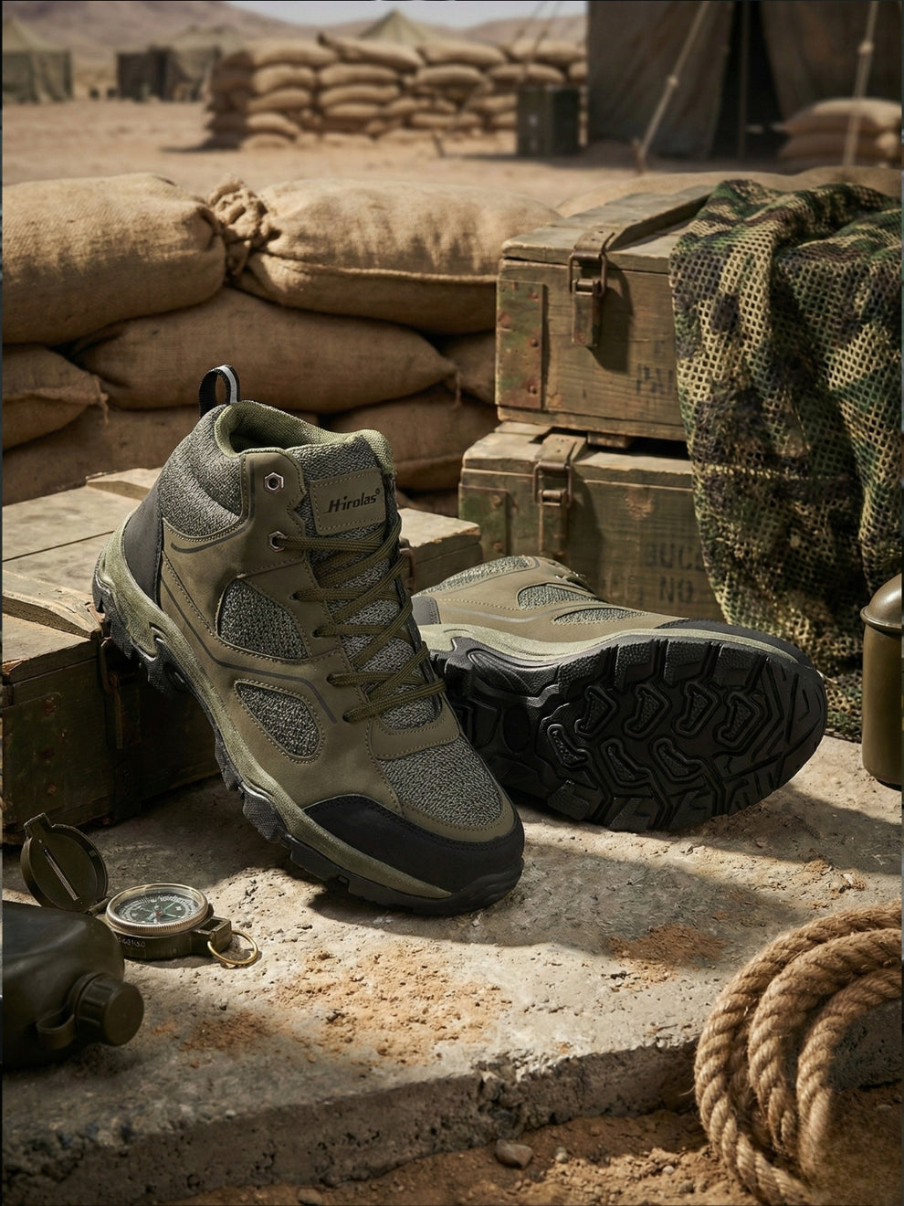 Men's Outdoor Walking & Trekking Ankle Shoes - Olive