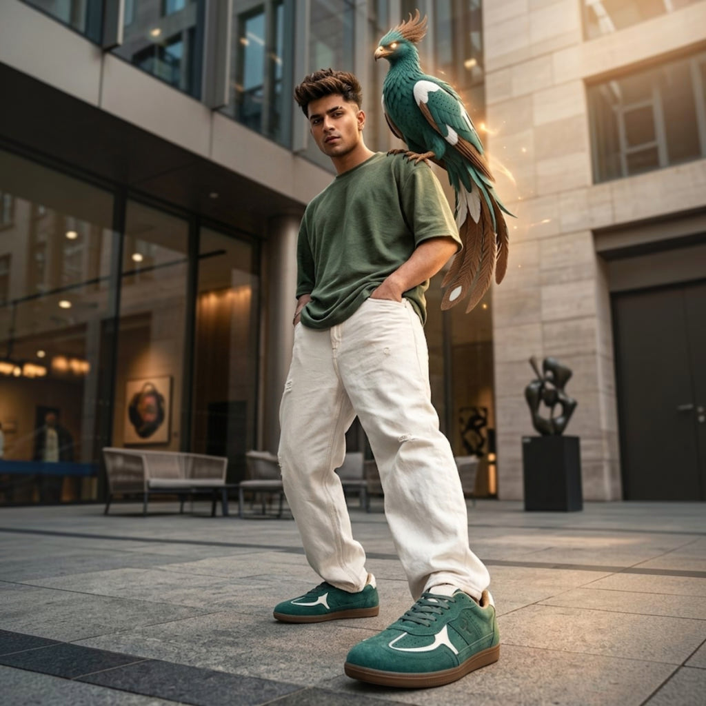 PhoeniXX v2.0 Suede Leather Sneakers – Forest Green & White Unisex (HRLPNX02FGN)