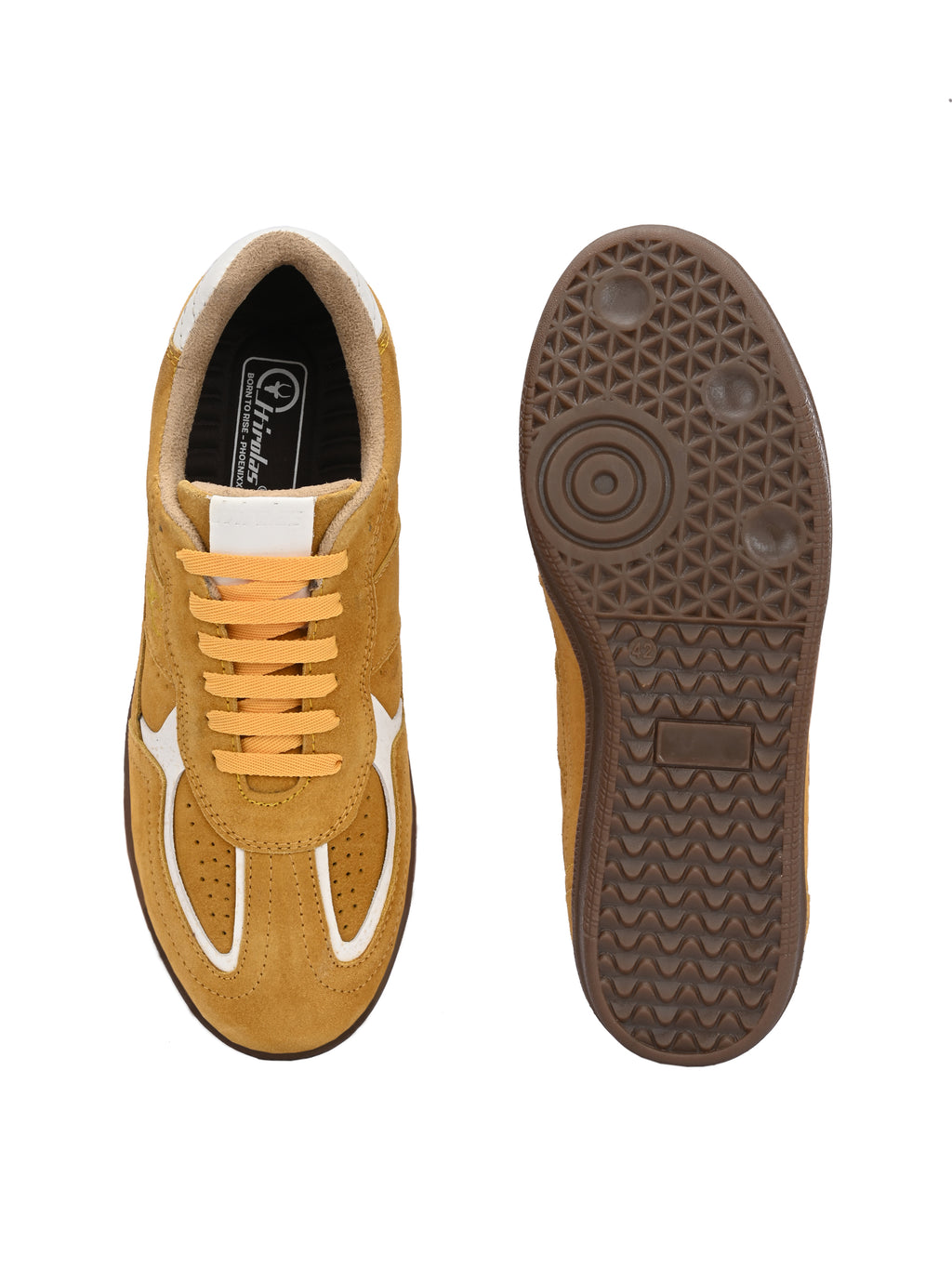 PhoeniXX v5.0 Suede Leather Sneakers – Mustard Yellow & White Unisex (HRLPNX05YLW)
