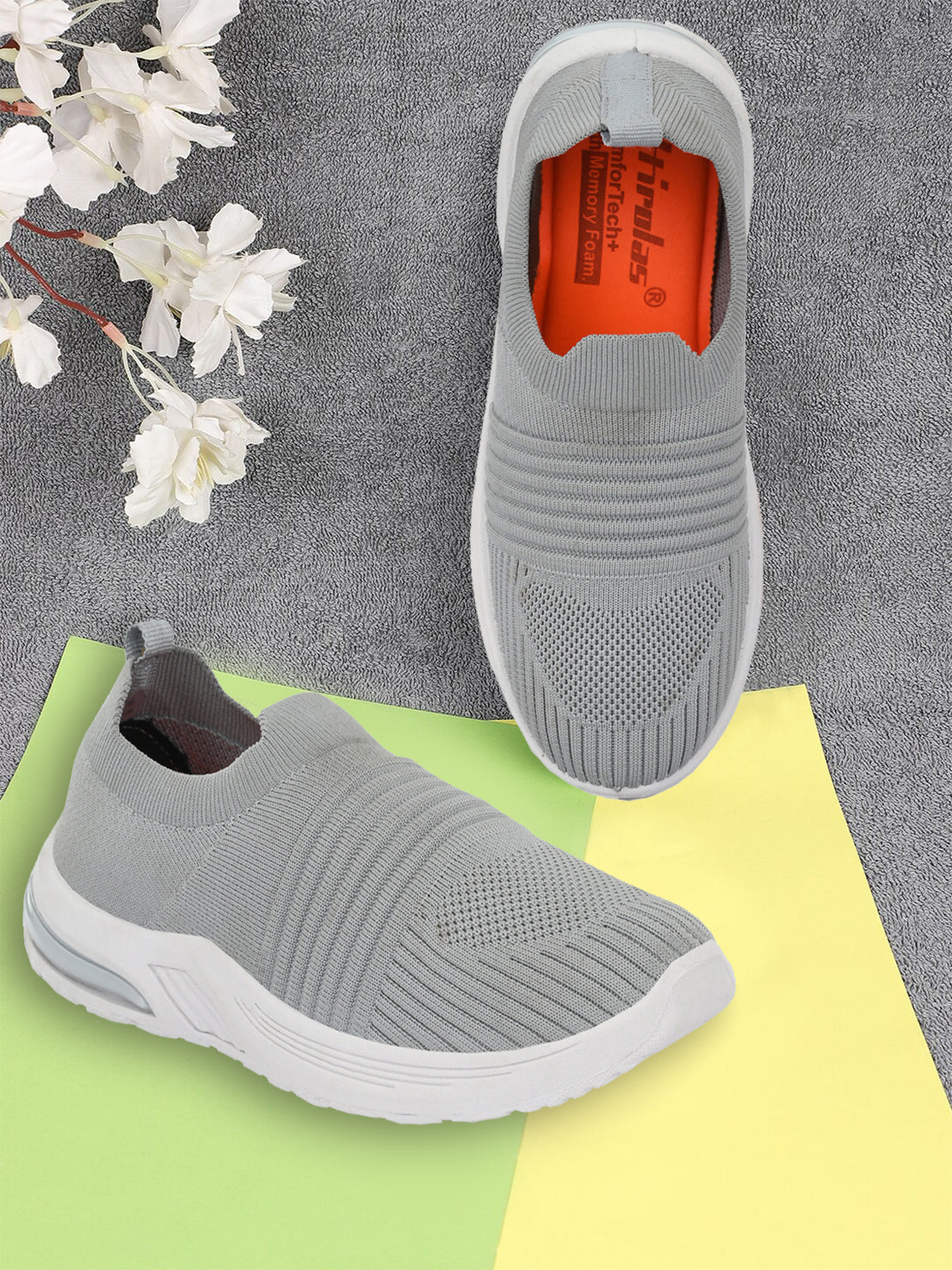 Men Casual Knitted Loafers - Light Grey (HRL2083LGY)