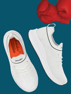 Women White Casual Running Walking Jogging Gym comfortable Athletic Lace-Up Sports Shoes (HRLWF14WHT)