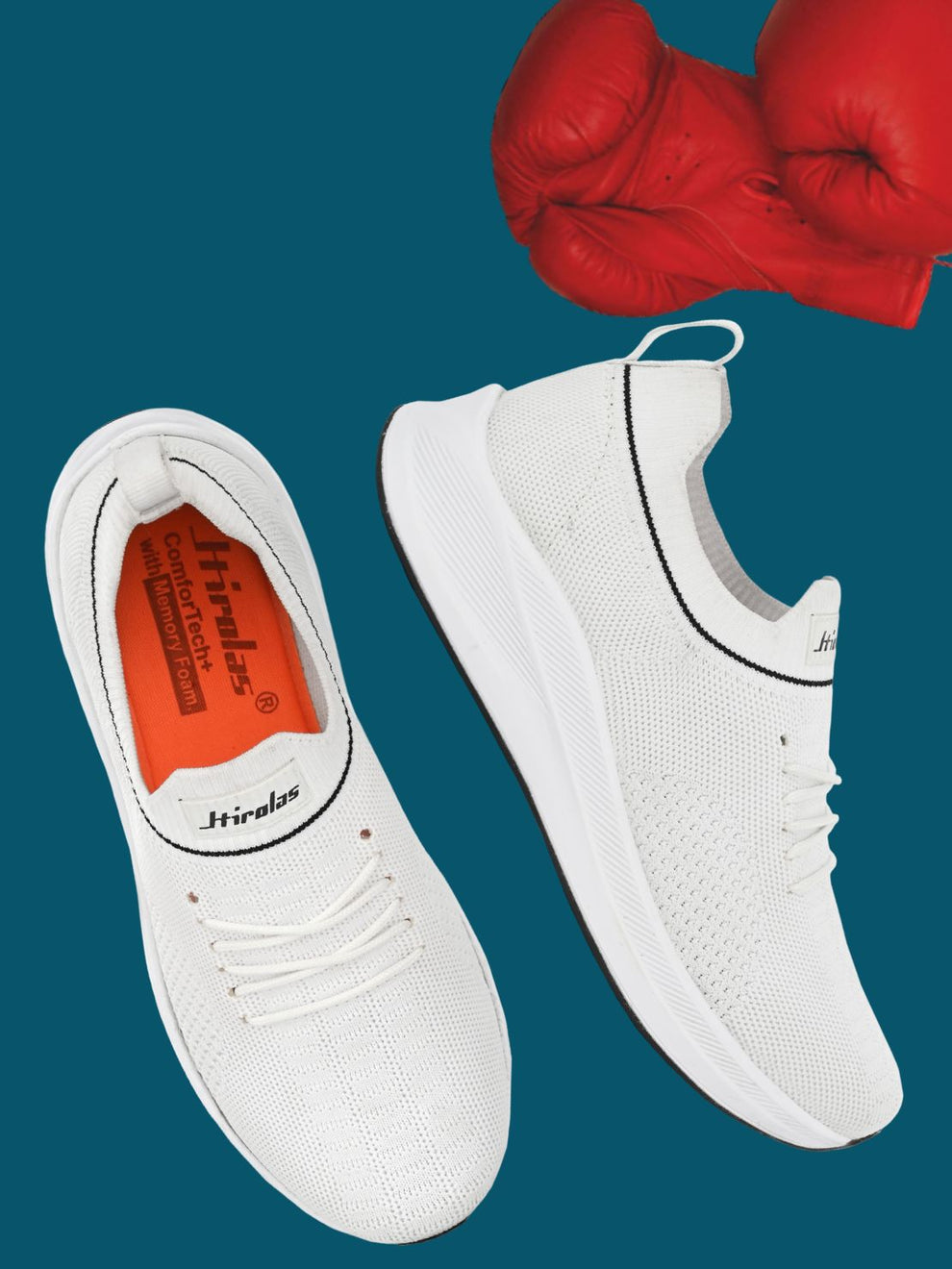 Women White Casual Running Walking Jogging Gym comfortable Athletic Lace-Up Sports Shoes (HRLWF14WHT)