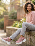 Chunky Mesh & Synthetic Pink Sports Shoes for women