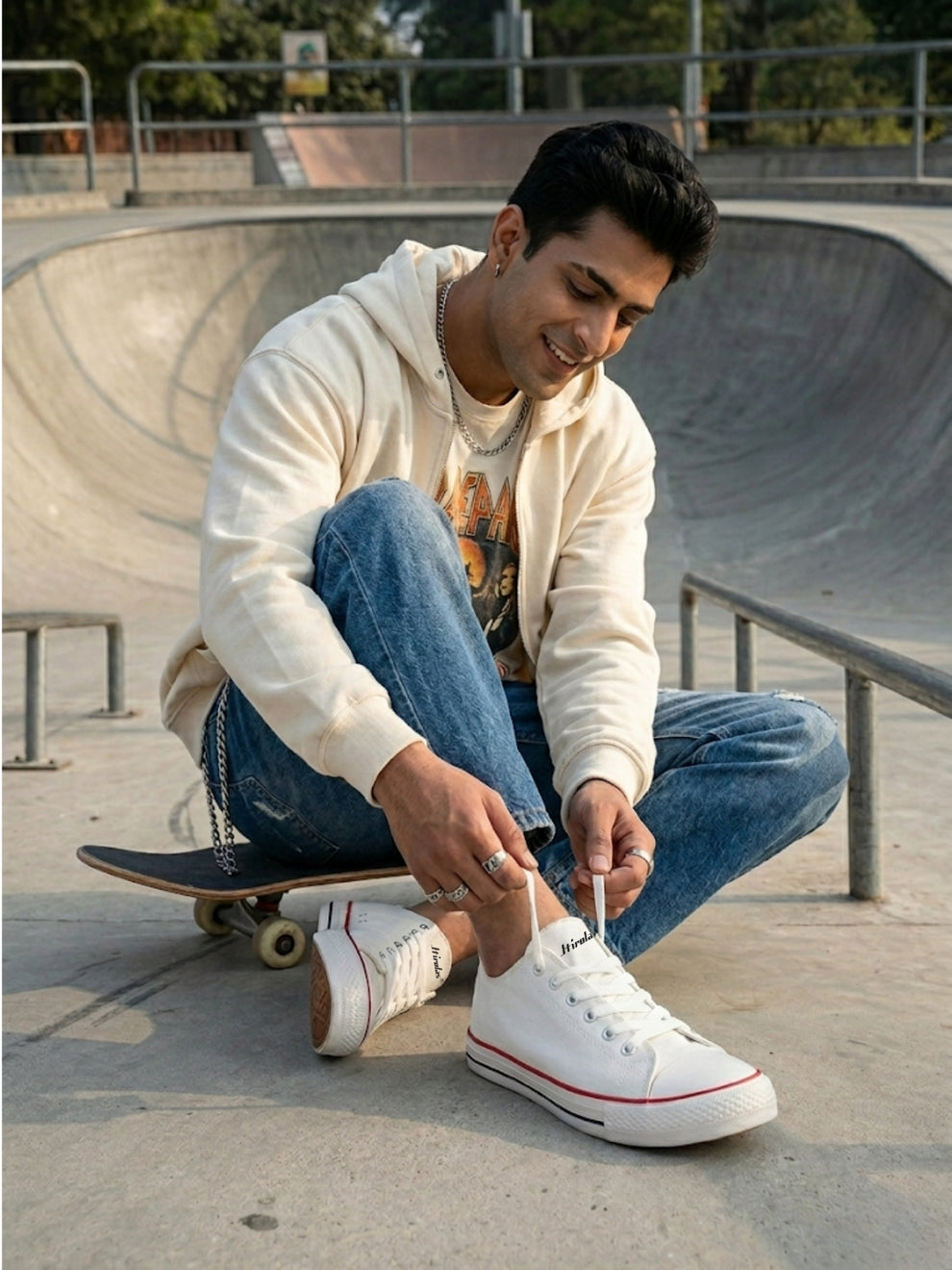 vulcanized Skateboard Sneaker Shoes for Men - White (HRL2088WHT)