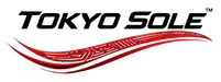 The Tokyo Sole brand logo, featuring bold black text and a red graphic wave underneath, set against a solid white background.