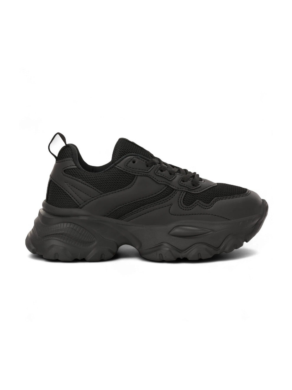 Chunky Mesh & Synthetic Black Sports Shoes for women Regular