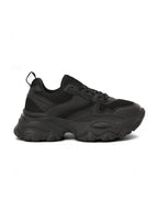 Chunky Mesh & Synthetic Black Sports Shoes for women Regular