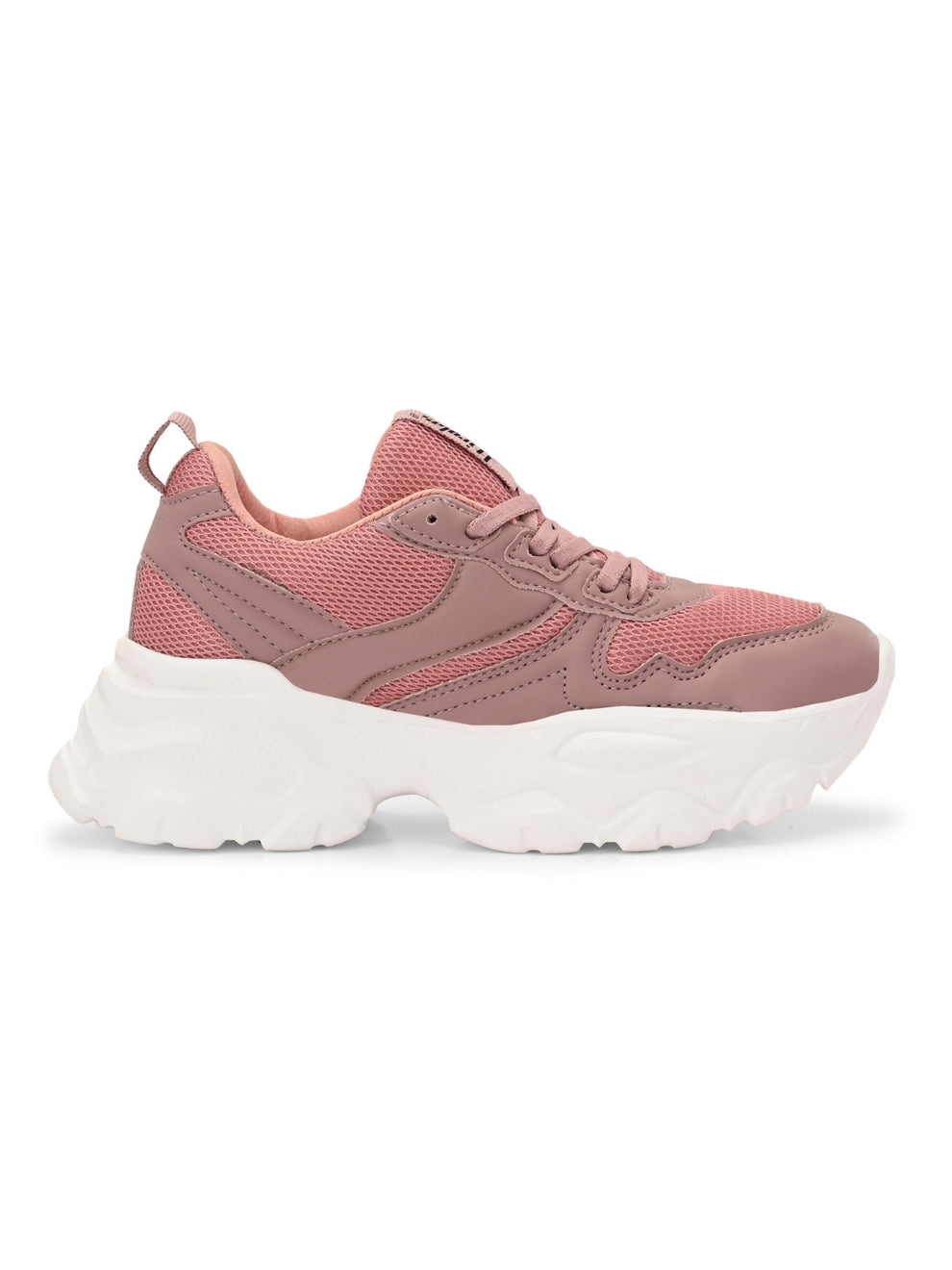 Chunky Mesh & Synthetic Pink Sports Shoes for women