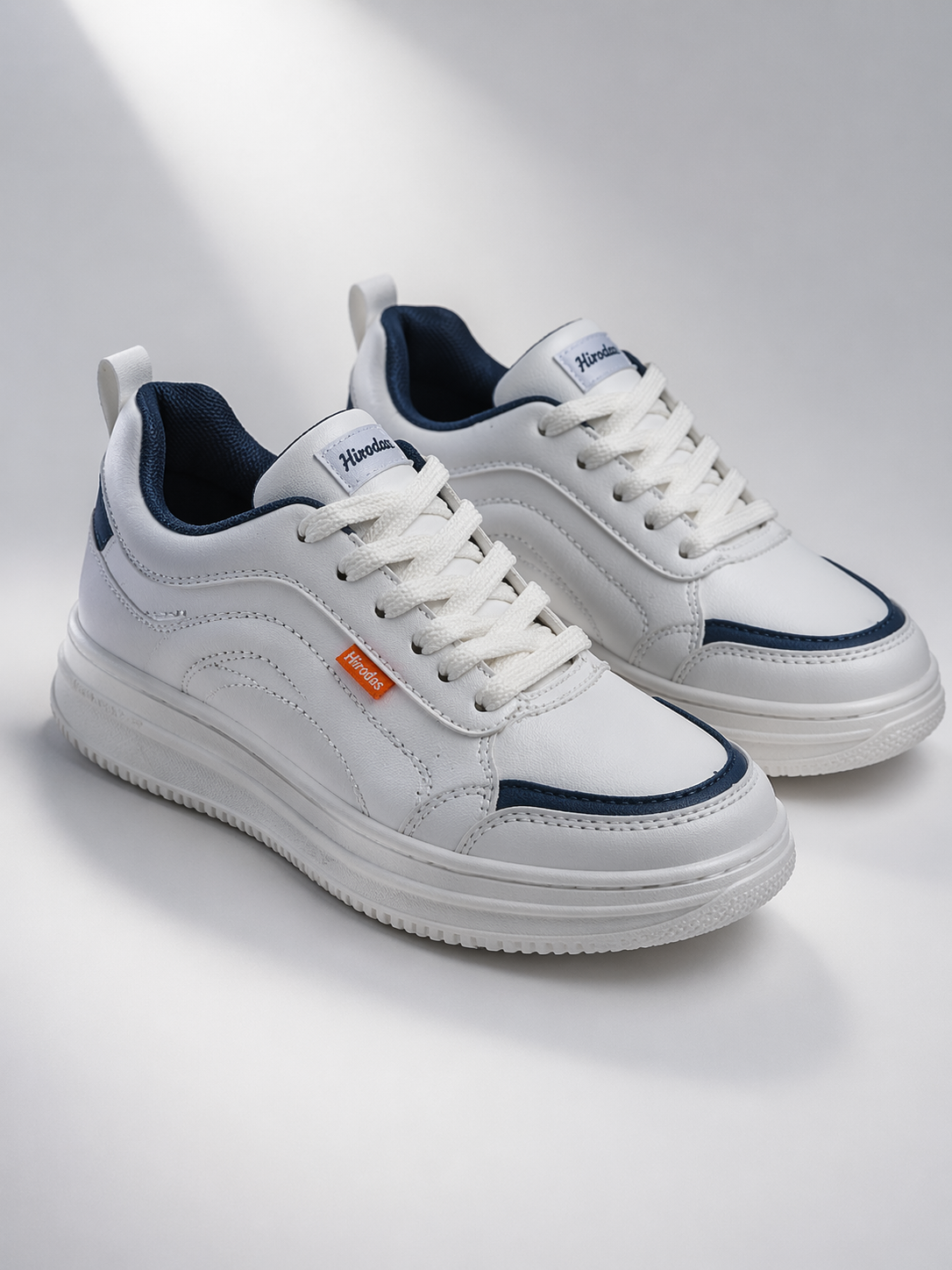 Men’s White Sneakers Stylish, Lightweight & Comfortable Everyday Shoes (HRL2086WHT)